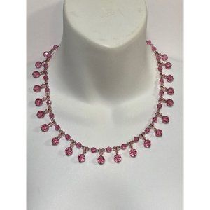 Vintage Lorren Bell Pink Multifaceted Bead Choker Necklace with Extender